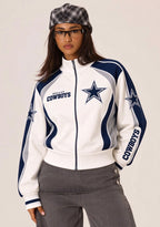 Women's Dallas Cowboys Cropped Zip Up Track Jacket