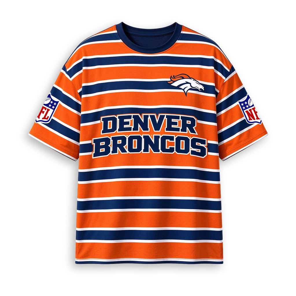 Men's Denver Broncos Striped Crew Neck Short Sleeve T-Shirt