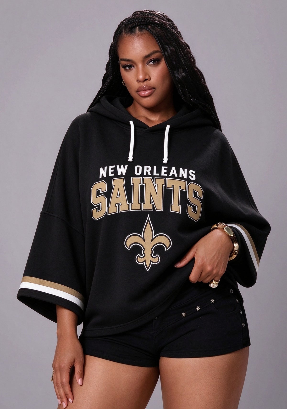 Women’s New Orleans Saints 3/4 Dolman Sleeve Hoodie Main image
