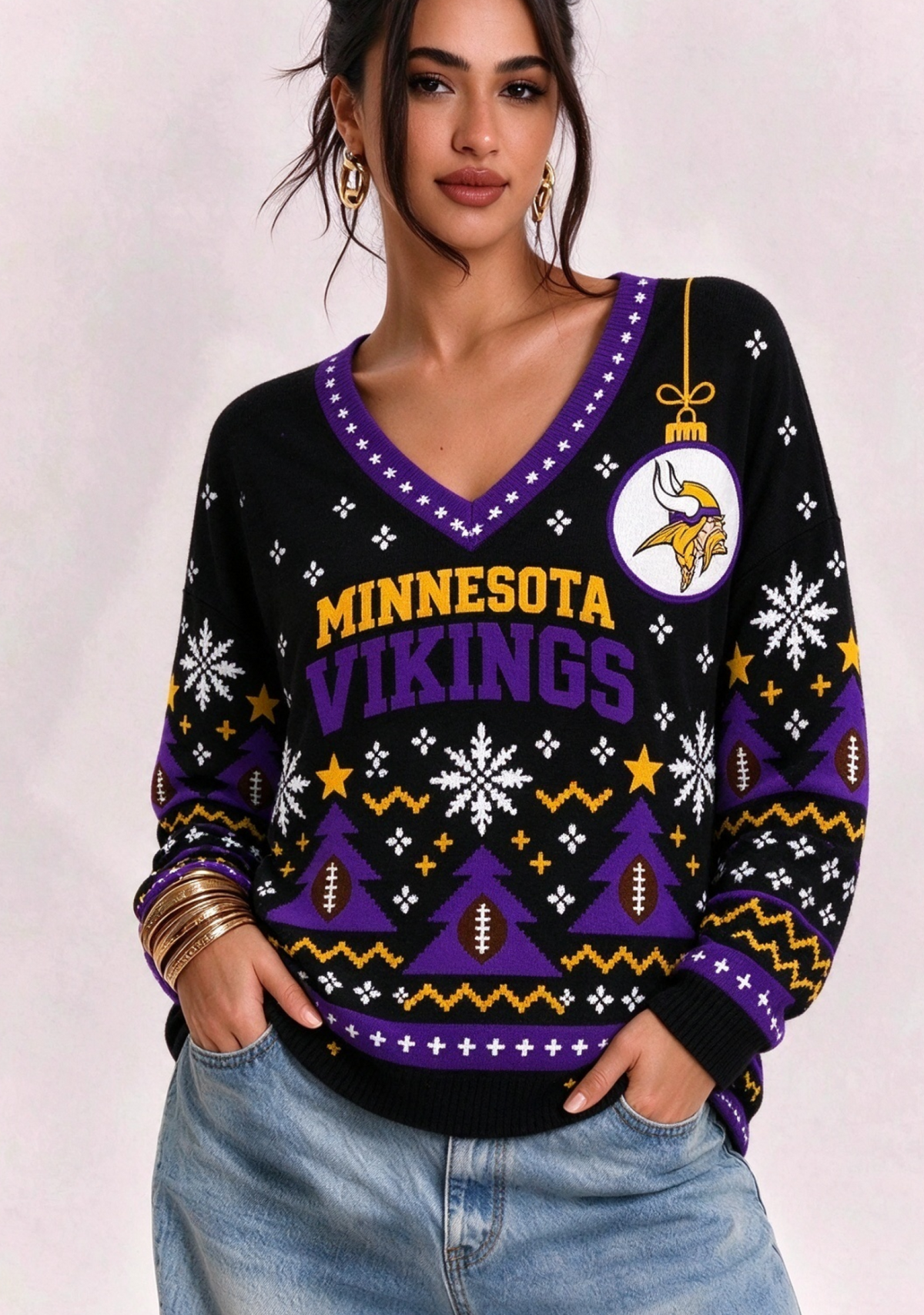 Women’s Minnesota Vikings Ugly NFL Christmas Sweatshirt Main image