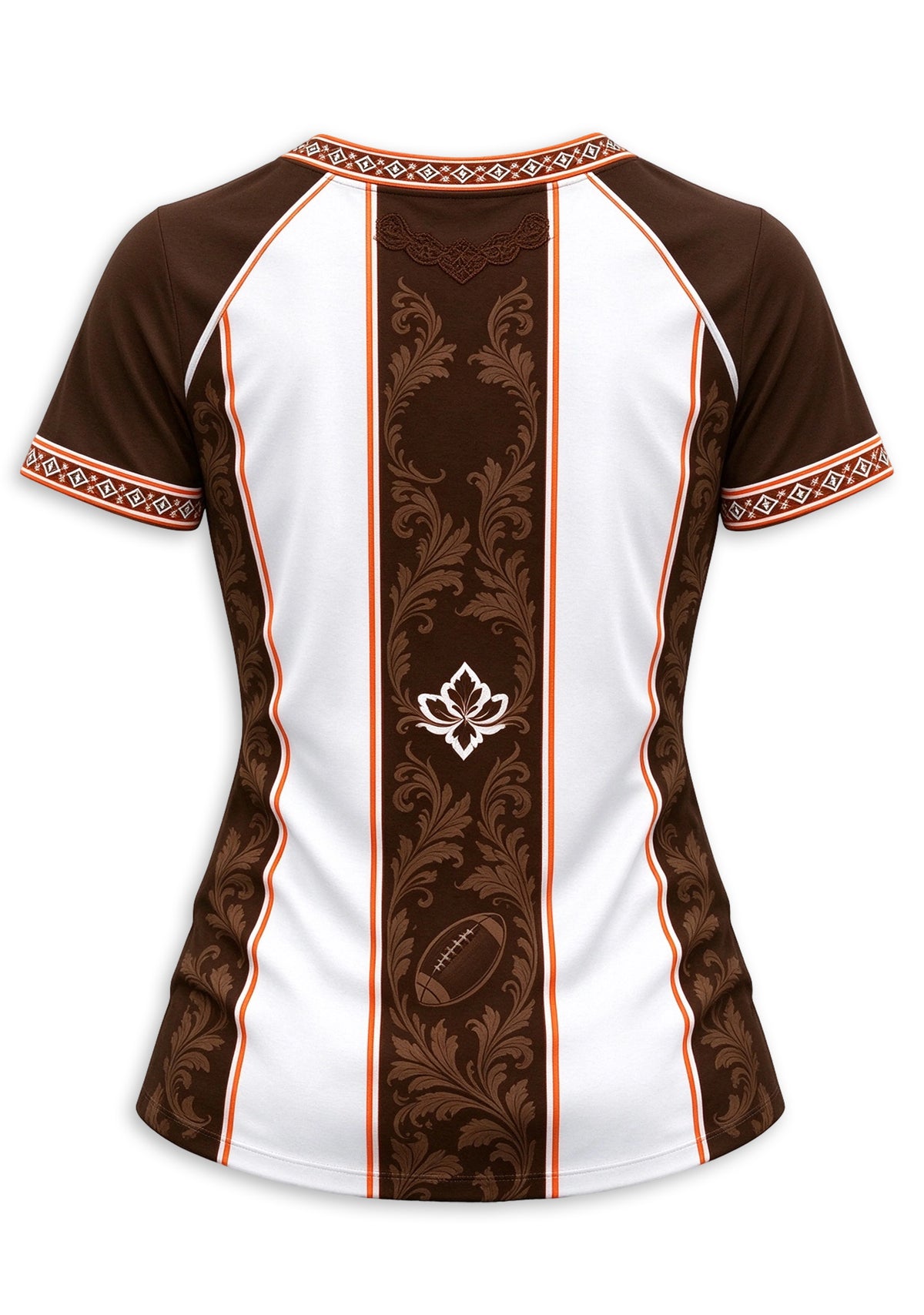 Women's Cleveland Browns Floral Baroque Striped V-Neck T-Shirt