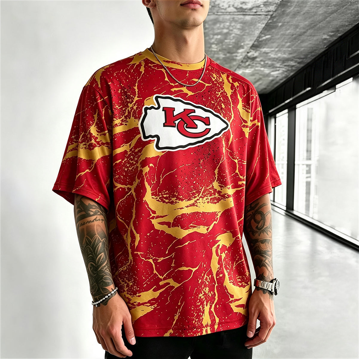 Kansas City Chiefs Marble Printed T-Shirt