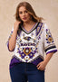 Women’s Baltimore Ravens Boho Floral V-Neck 3/4 Sleeve Shirt