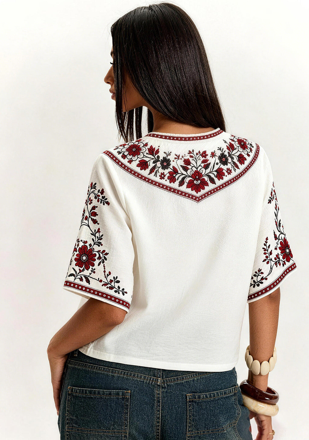 Boho Floral Tampa Bay Buccaneers V-Neck Blouse