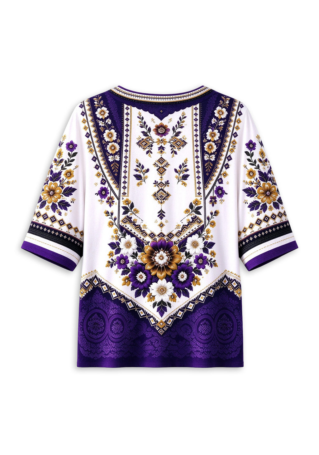 Women’s Baltimore Ravens Boho Floral V-Neck 3/4 Sleeve Shirt