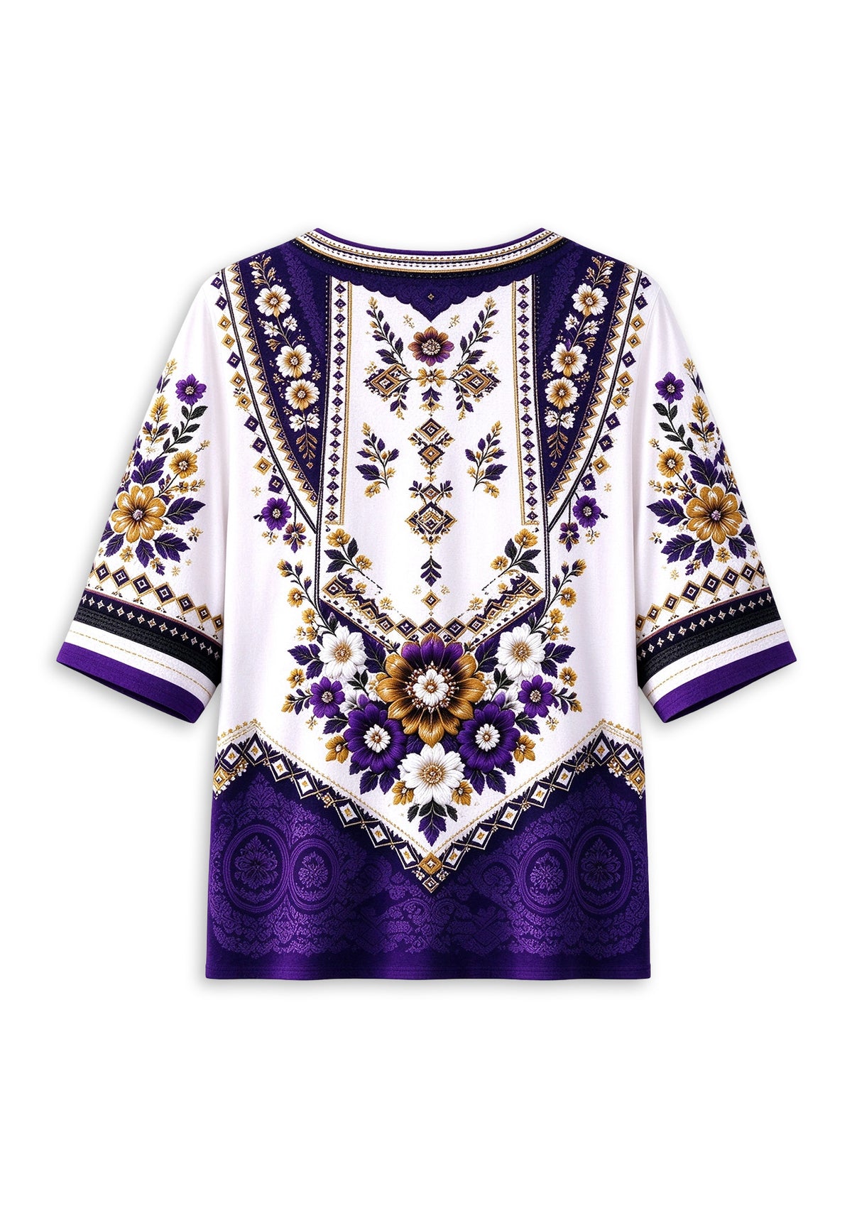 Women’s Baltimore Ravens Boho Floral V-Neck 3/4 Sleeve Shirt