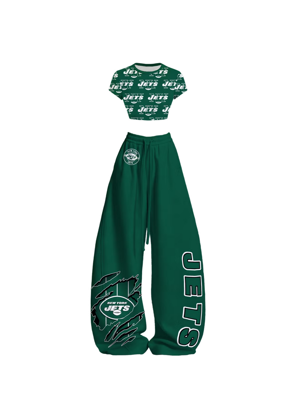 New York Jets All Over Print Tops & Elasticated Trousers Two-Piece Set