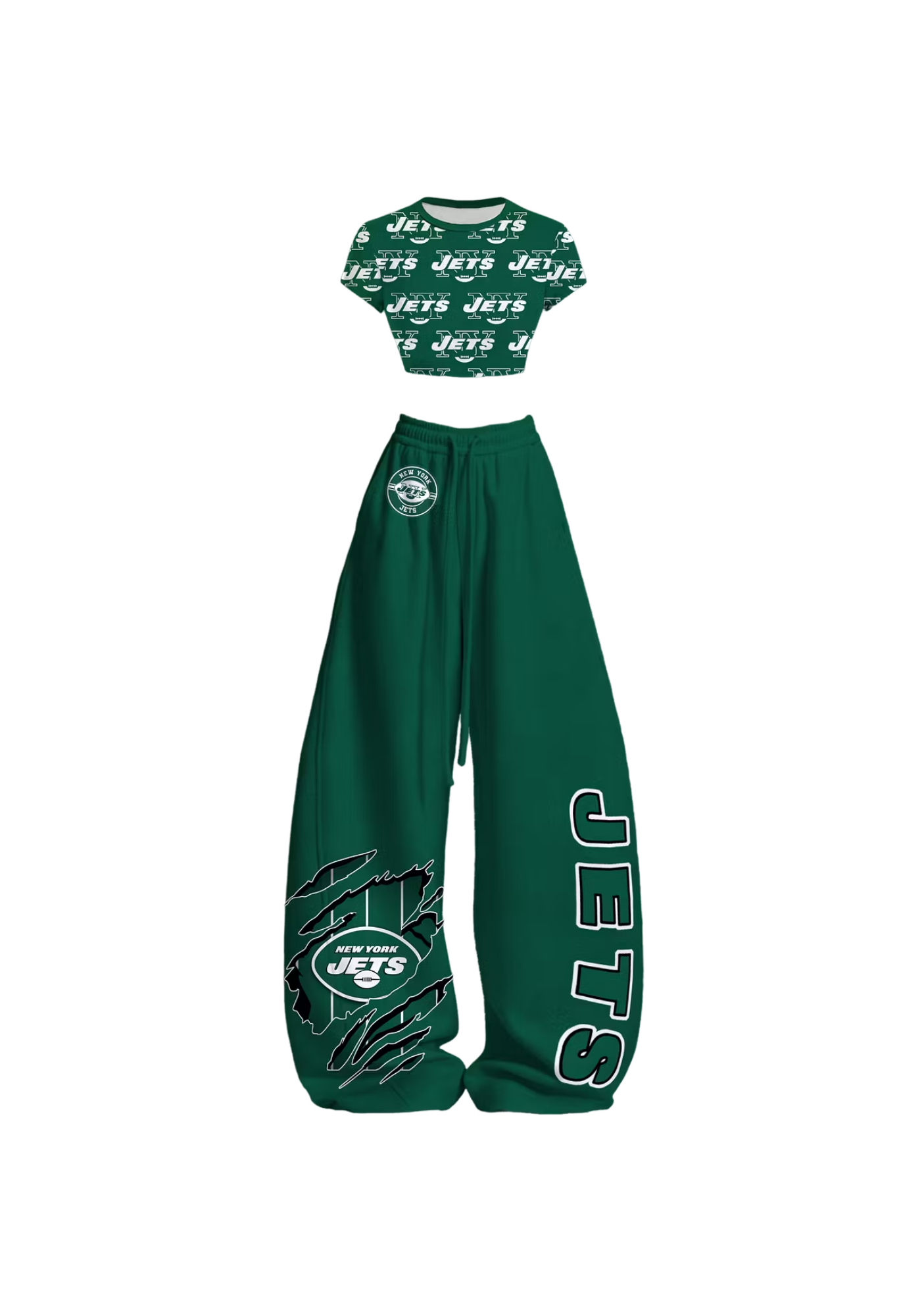 New York Jets All Over Print Tops & Elasticated Trousers Two-Piece Set