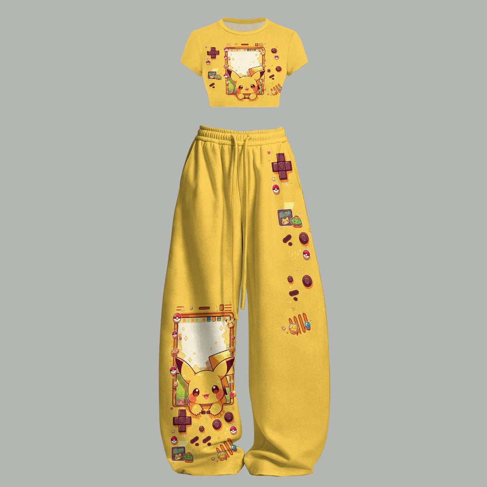 Women T-Shirt  & Elasticated Trousers Two-Piece Set 2605009639