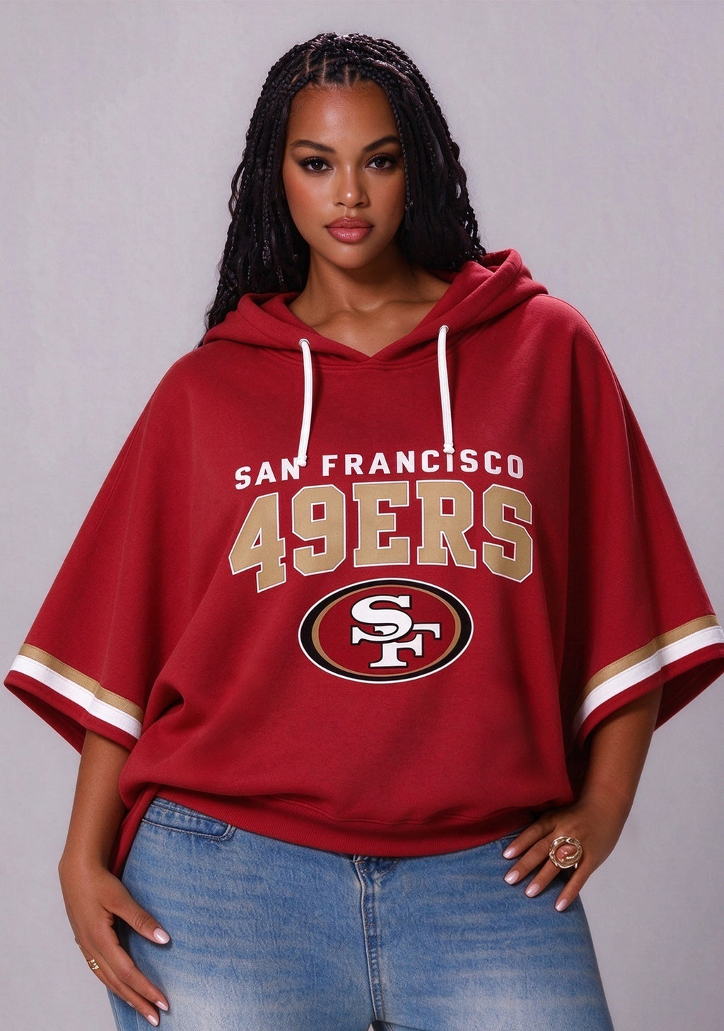 Women’s San Francisco 49ers 3/4 Dolman Sleeve Hoodie