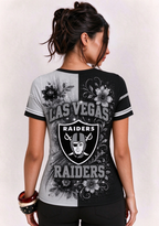 Women Las Vegas Raiders Floral Henley T-Shirt