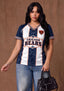 Women's Chicago Bears Floral Baroque Striped V-Neck T-Shirt