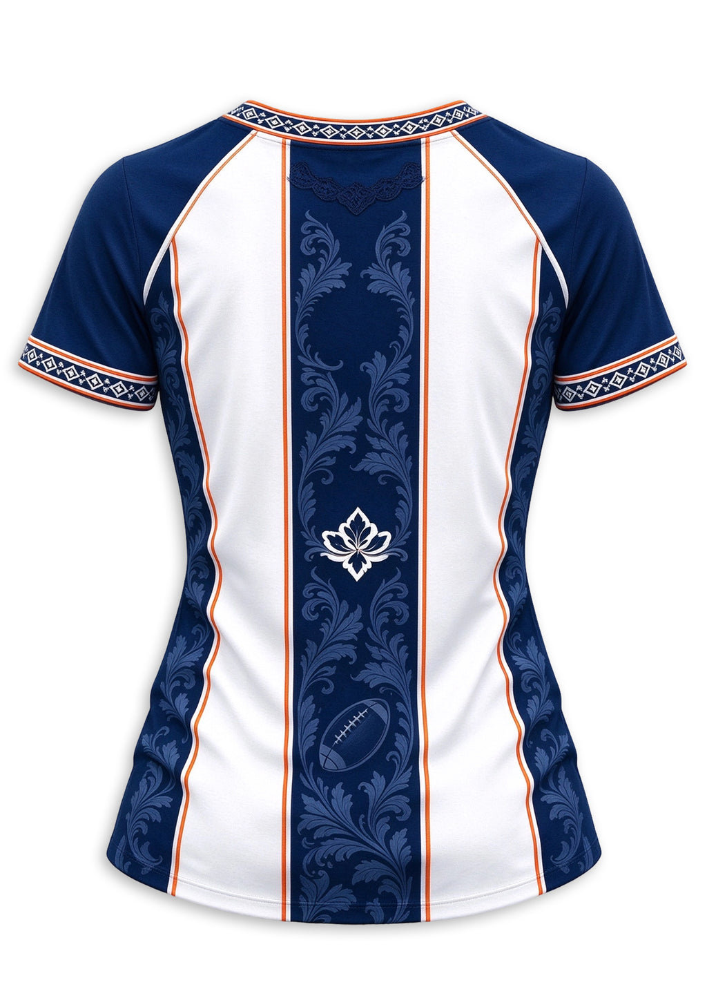 Women's Chicago Bears Floral Baroque Striped V-Neck T-Shirt