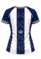 Women's Chicago Bears Floral Baroque Striped V-Neck T-Shirt