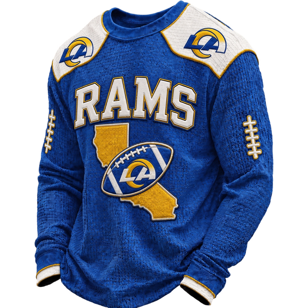 Los Angeles Rams Waffle Knit Long-Sleeve Sweatshirt