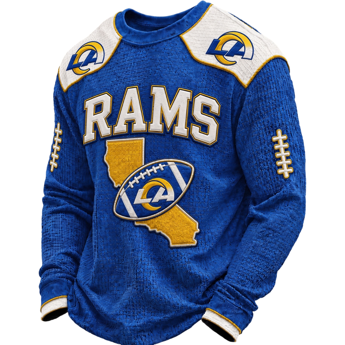 Los Angeles Rams Waffle Knit Long-Sleeve Sweatshirt