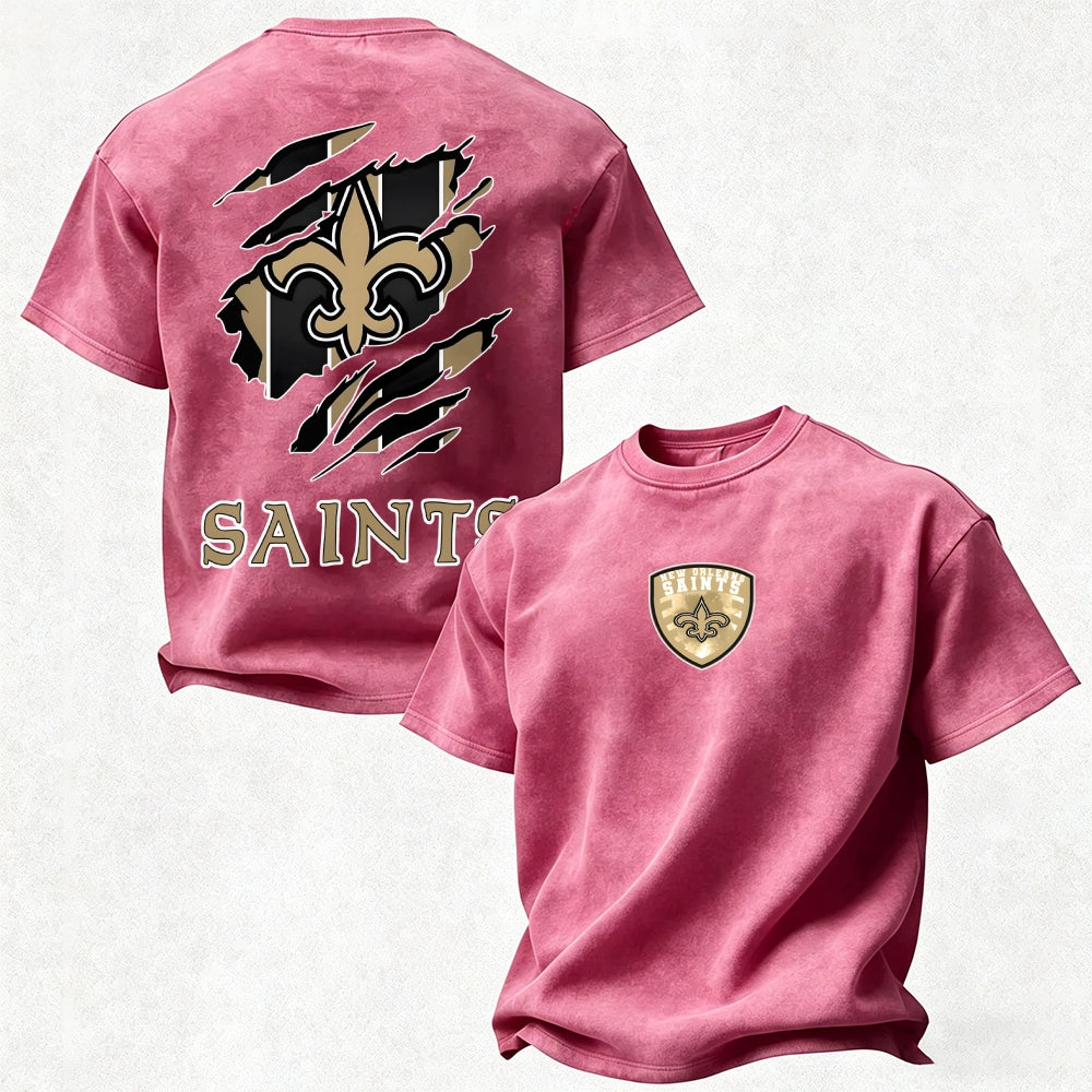 New Orleans Saints Printed Unisex 100% Pure Cotton Washed T-Shirt