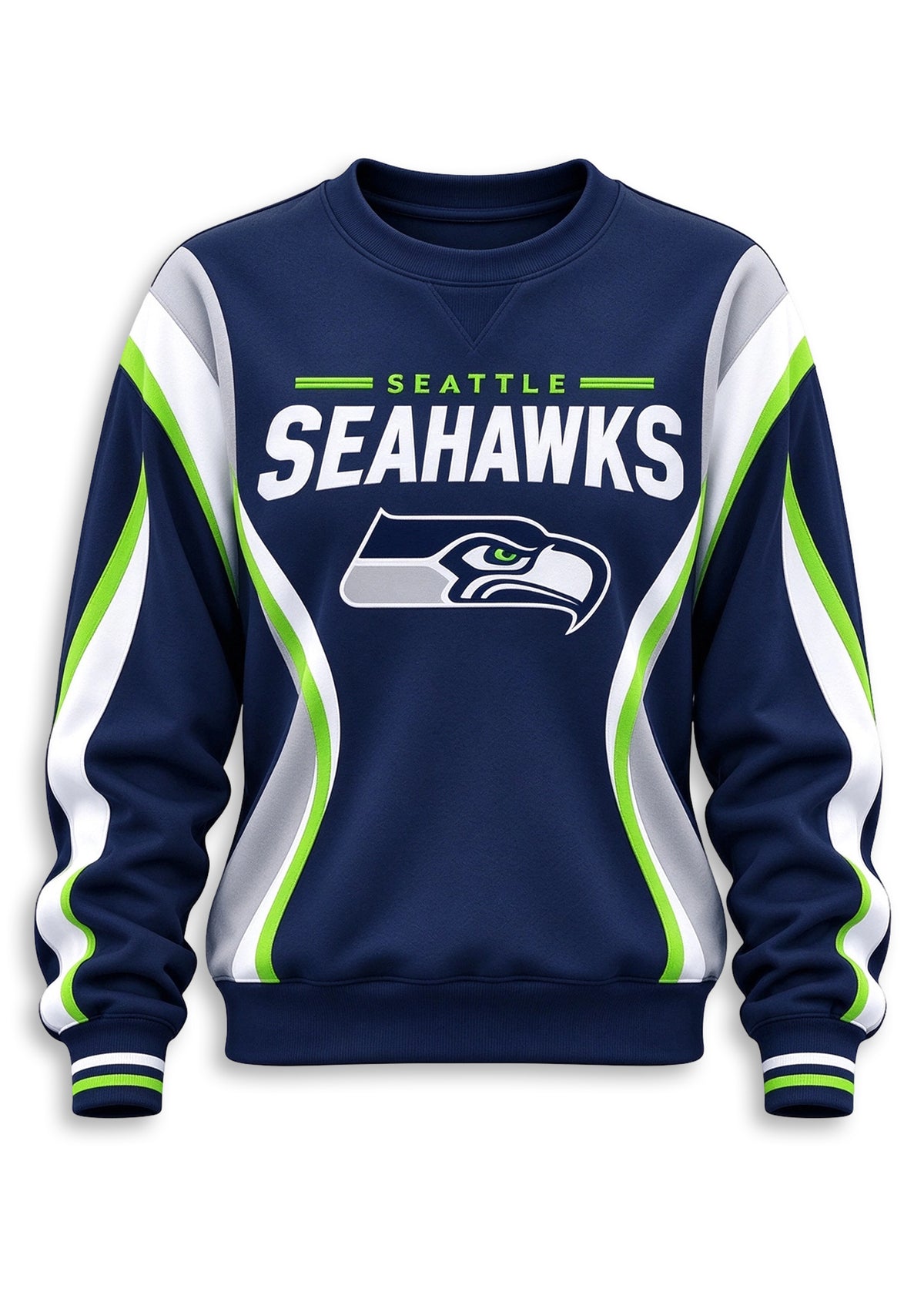 Women's Seattle Seahawks Crewneck Sweatshirt & Flared Pants 2 Piece Set