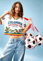 Colombia Coffee Bean Cafe Futbol Cropped Jersey Shirt
