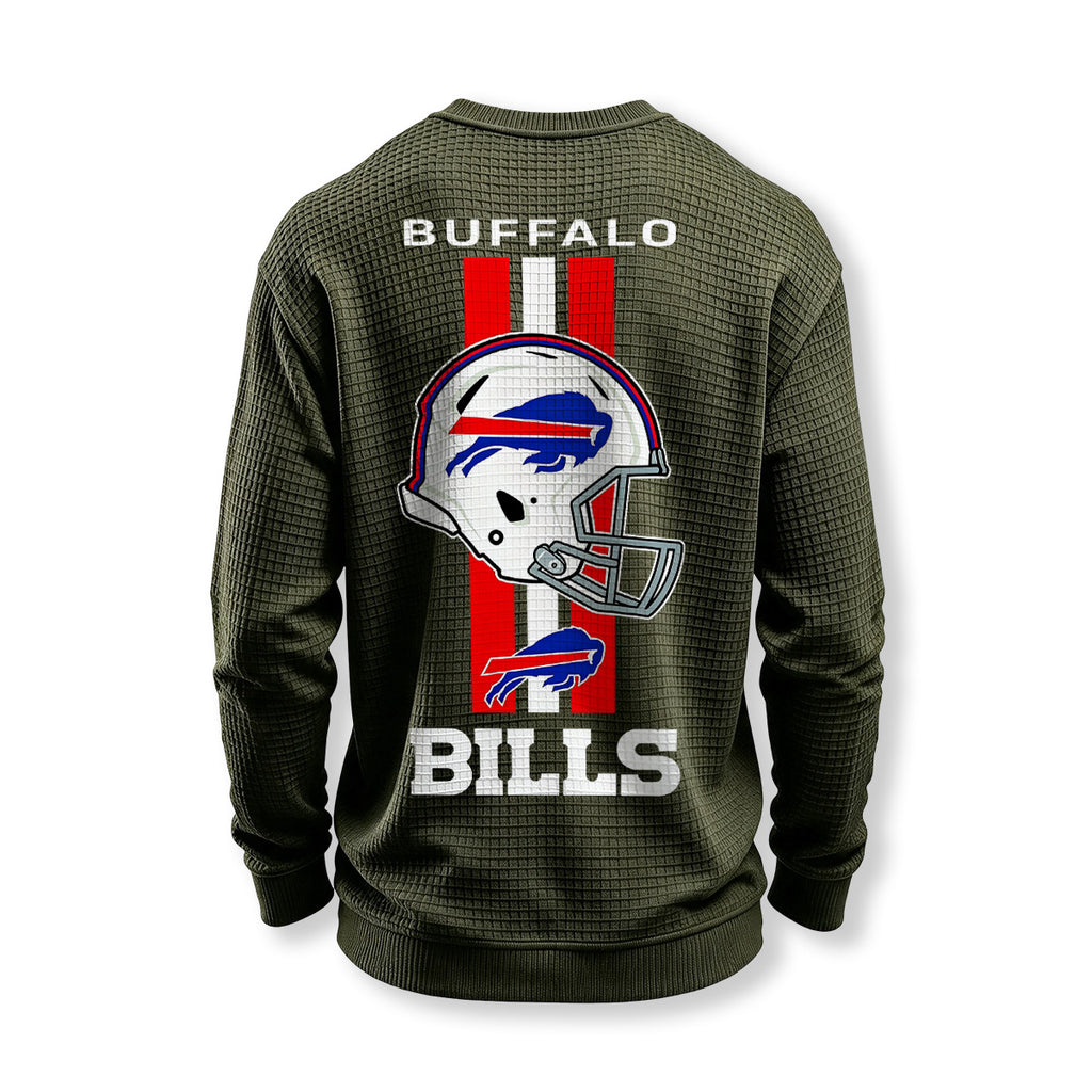 Buffalo Bills Helmet Waffle Knit Crewneck Sweatshirt