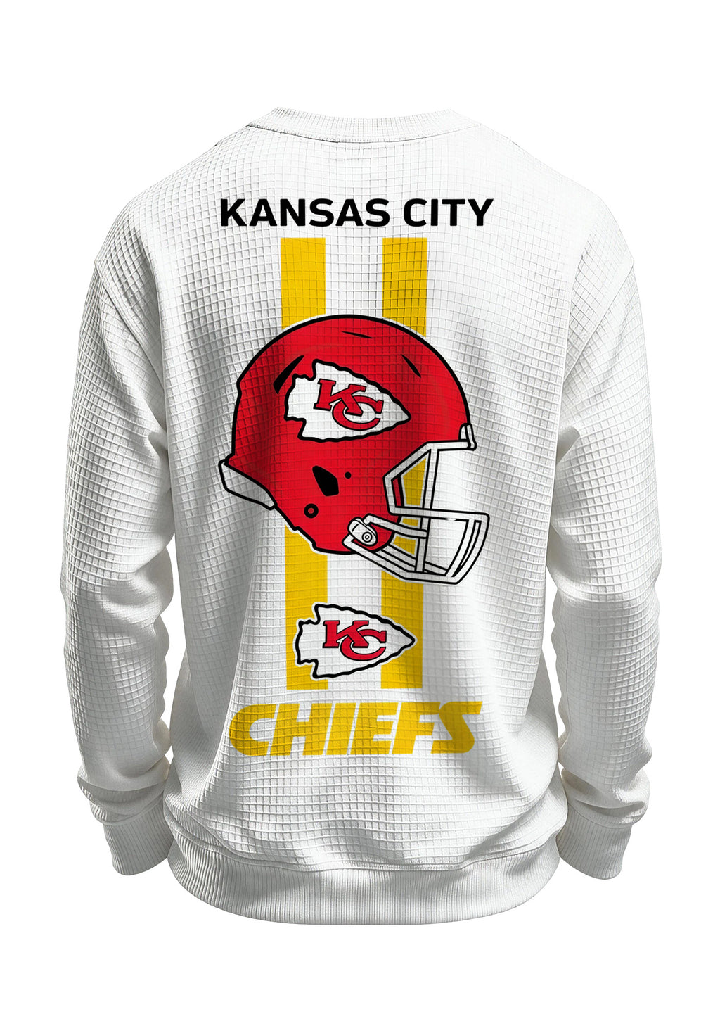 Kansas City Chiefs Helmet Waffle Knit Crewneck Sweatshirt