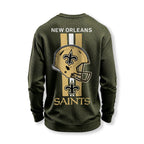 New Orleans Saints Helmet Waffle Knit Crewneck Sweatshirt