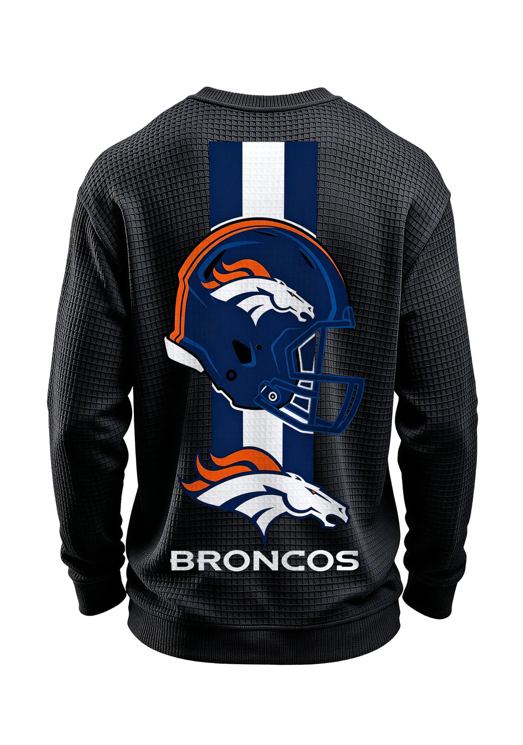 Denver Broncos Horse Helmet Waffle Knit Crewneck Sweatshirt