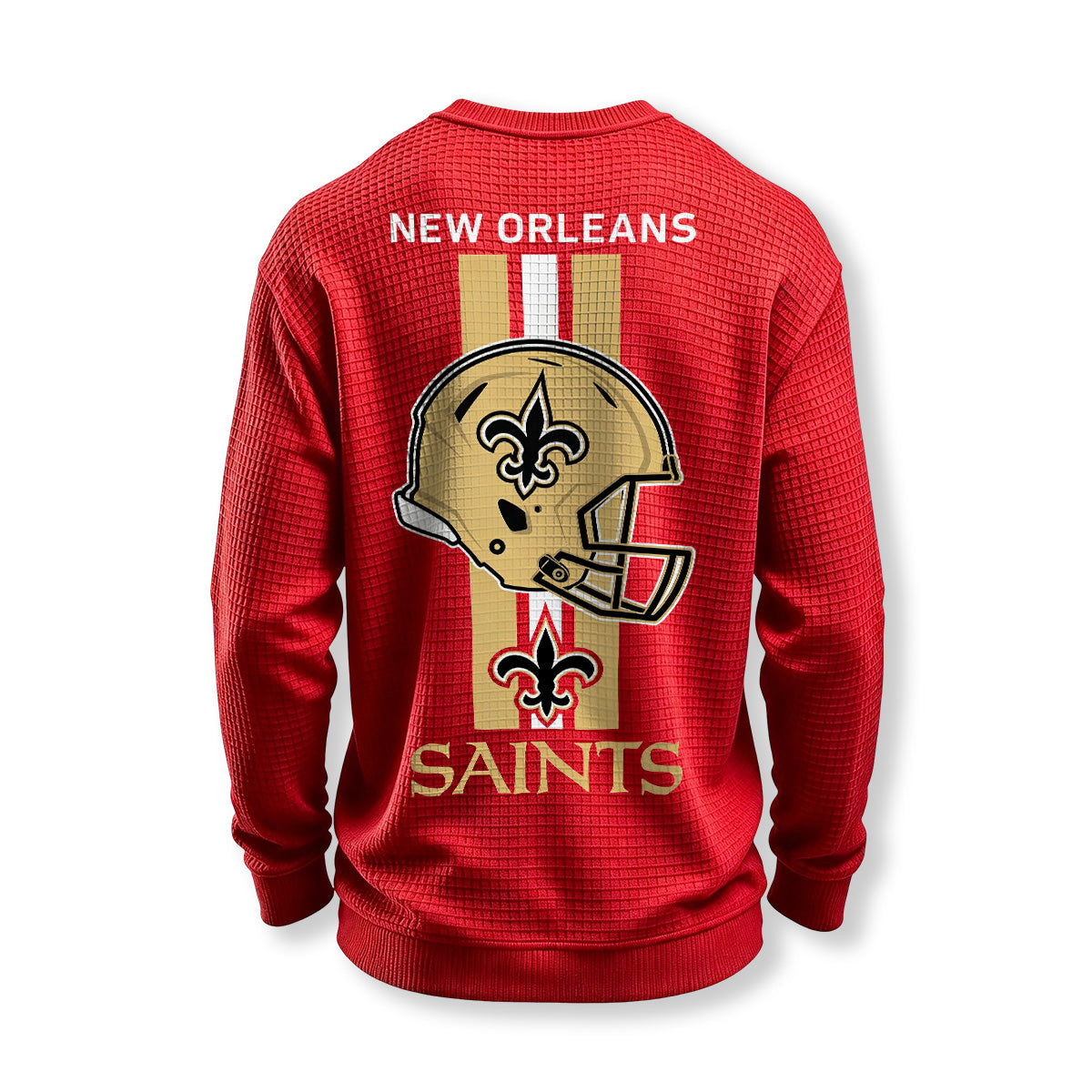 New Orleans Saints Helmet Waffle Knit Crewneck Sweatshirt