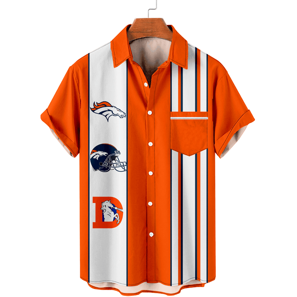 Denver Broncos Retro Stripe Fan Hawaiian Shirt