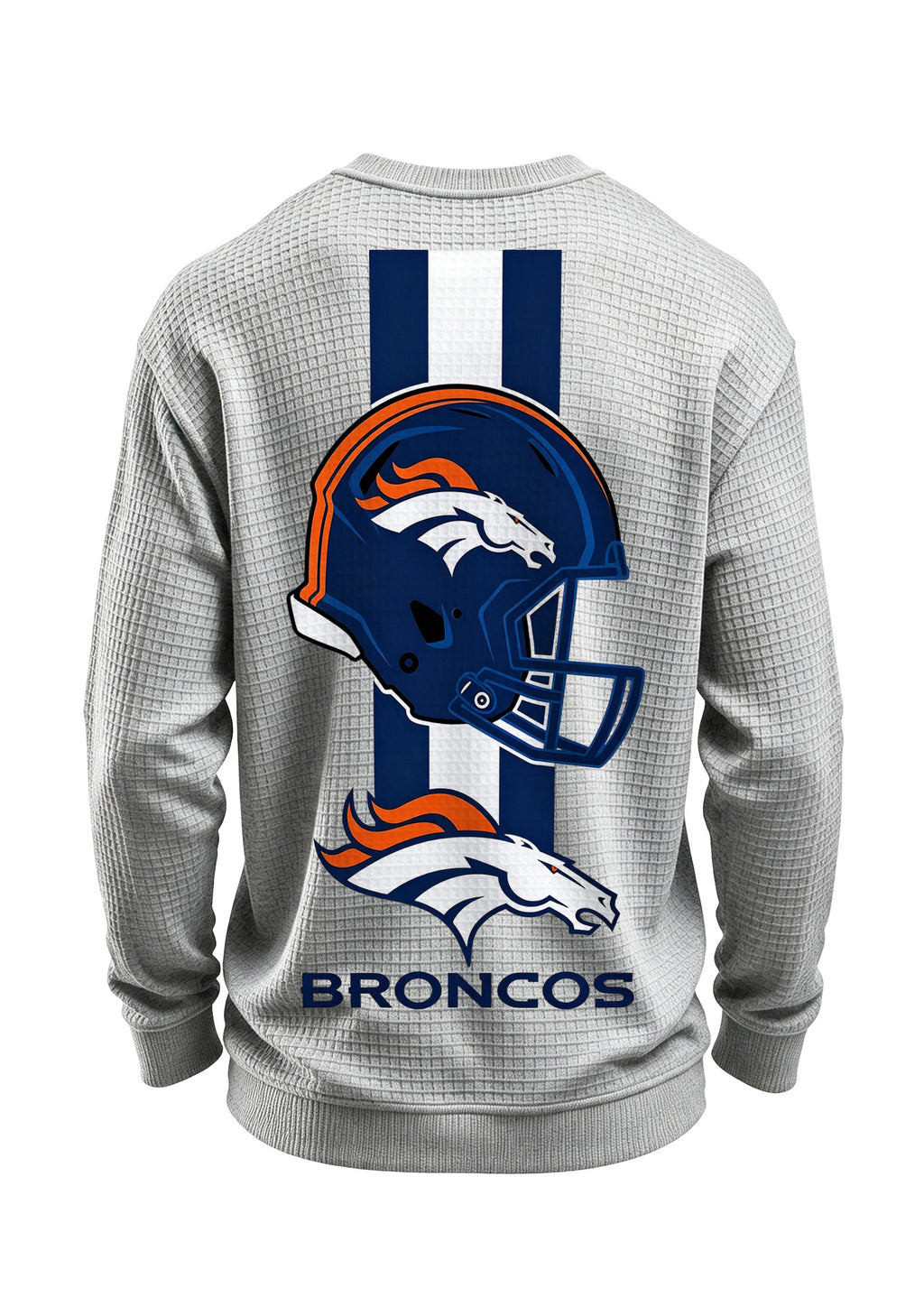 Denver Broncos Horse Helmet Waffle Knit Crewneck Sweatshirt