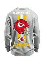 Kansas City Chiefs Helmet Waffle Knit Crewneck Sweatshirt