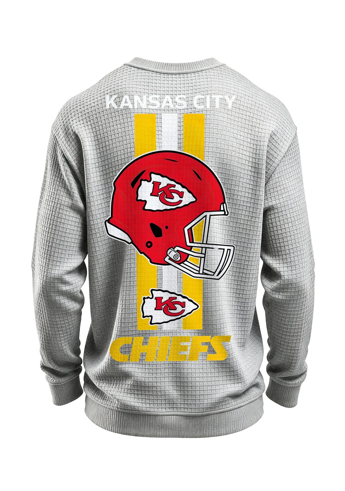 Kansas City Chiefs Helmet Waffle Knit Crewneck Sweatshirt