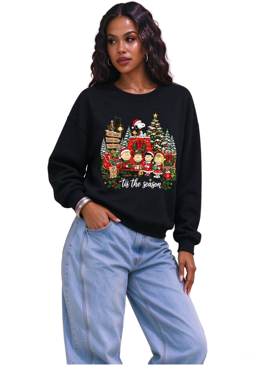Women's Peanuts Gang Tis The Season Christmas Sweatshirt