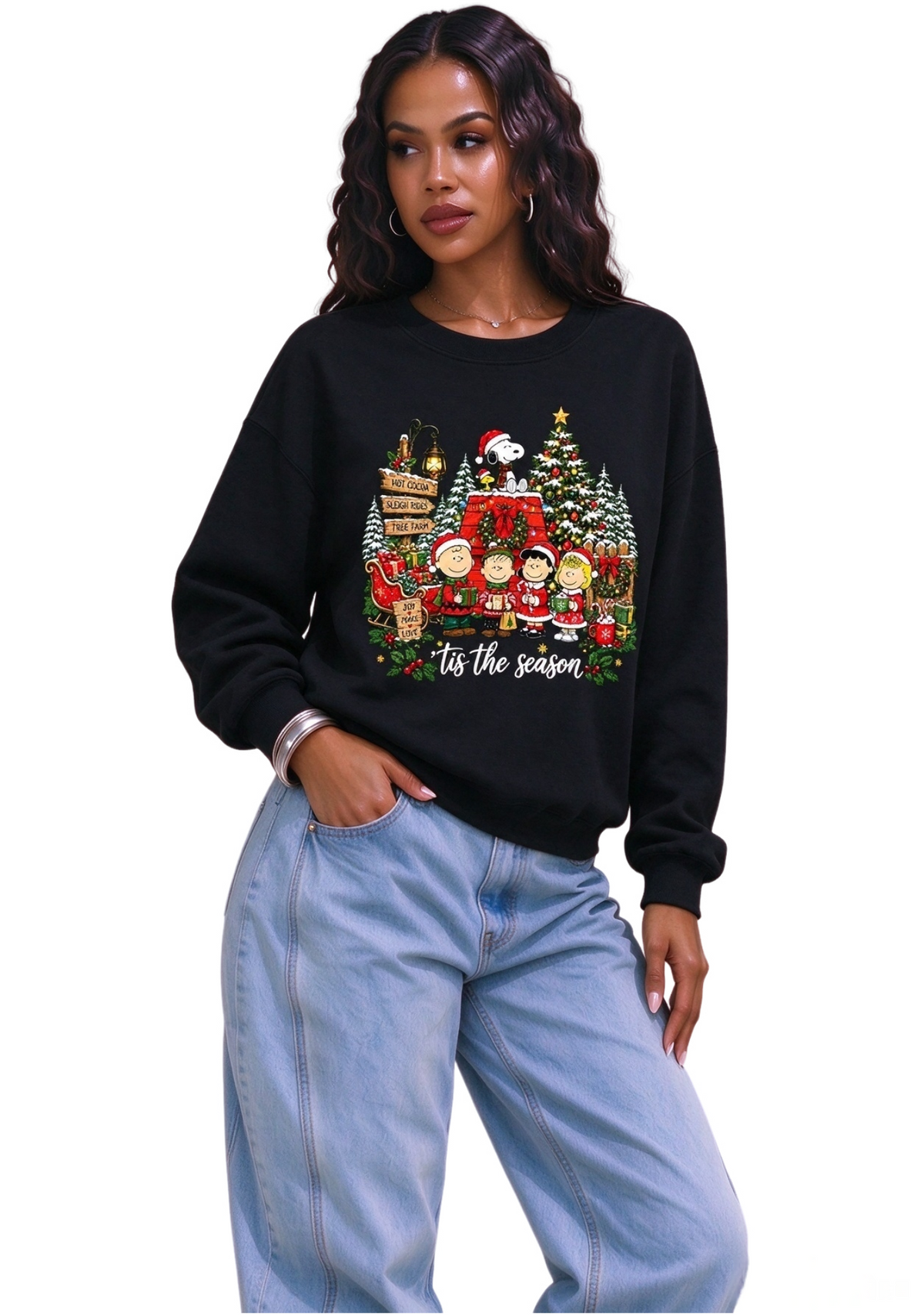 Women's Peanuts Gang Tis The Season Christmas Sweatshirt