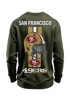 San Francisco 49ers Helmet Logo Waffle Knit Crewneck Sweatshirt