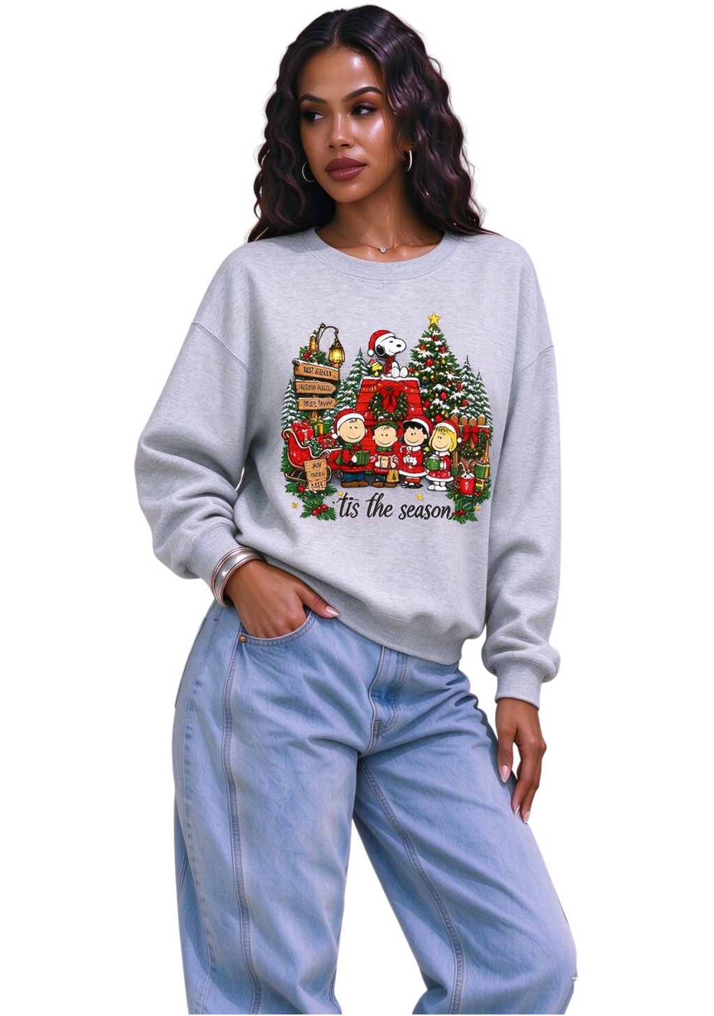 Women's Peanuts Gang Tis The Season Christmas Sweatshirt