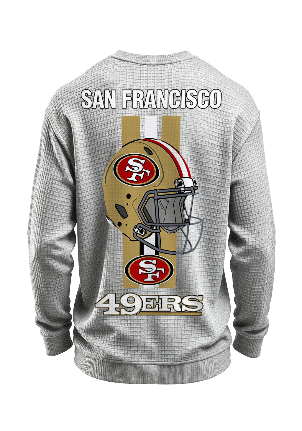 San Francisco 49ers Helmet Logo Waffle Knit Crewneck Sweatshirt