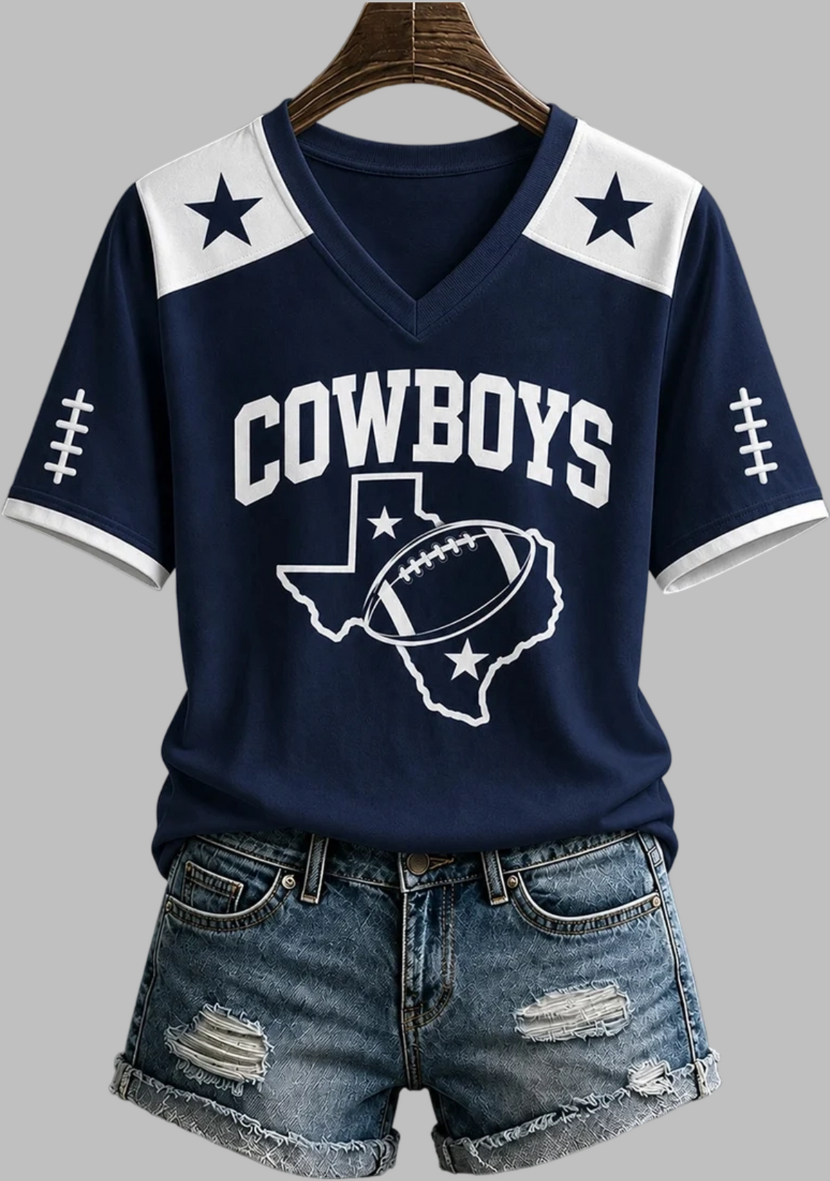 Women's Football Gameday Gift For Football Fans Casual V-Neck Tee Main image