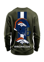 Denver Broncos Horse Helmet Waffle Knit Crewneck Sweatshirt