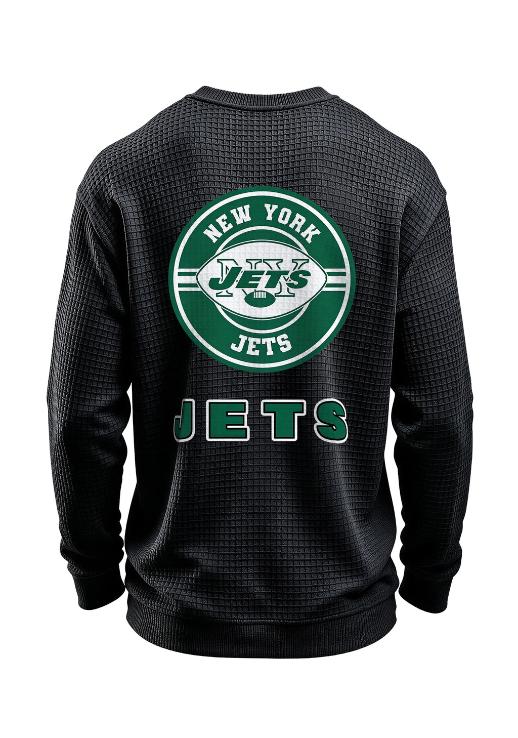 New York Jets Circular Logo Waffle Knit Crewneck Sweatshirt