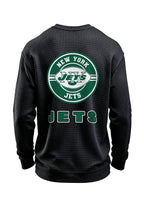 New York Jets Circular Logo Waffle Knit Crewneck Sweatshirt