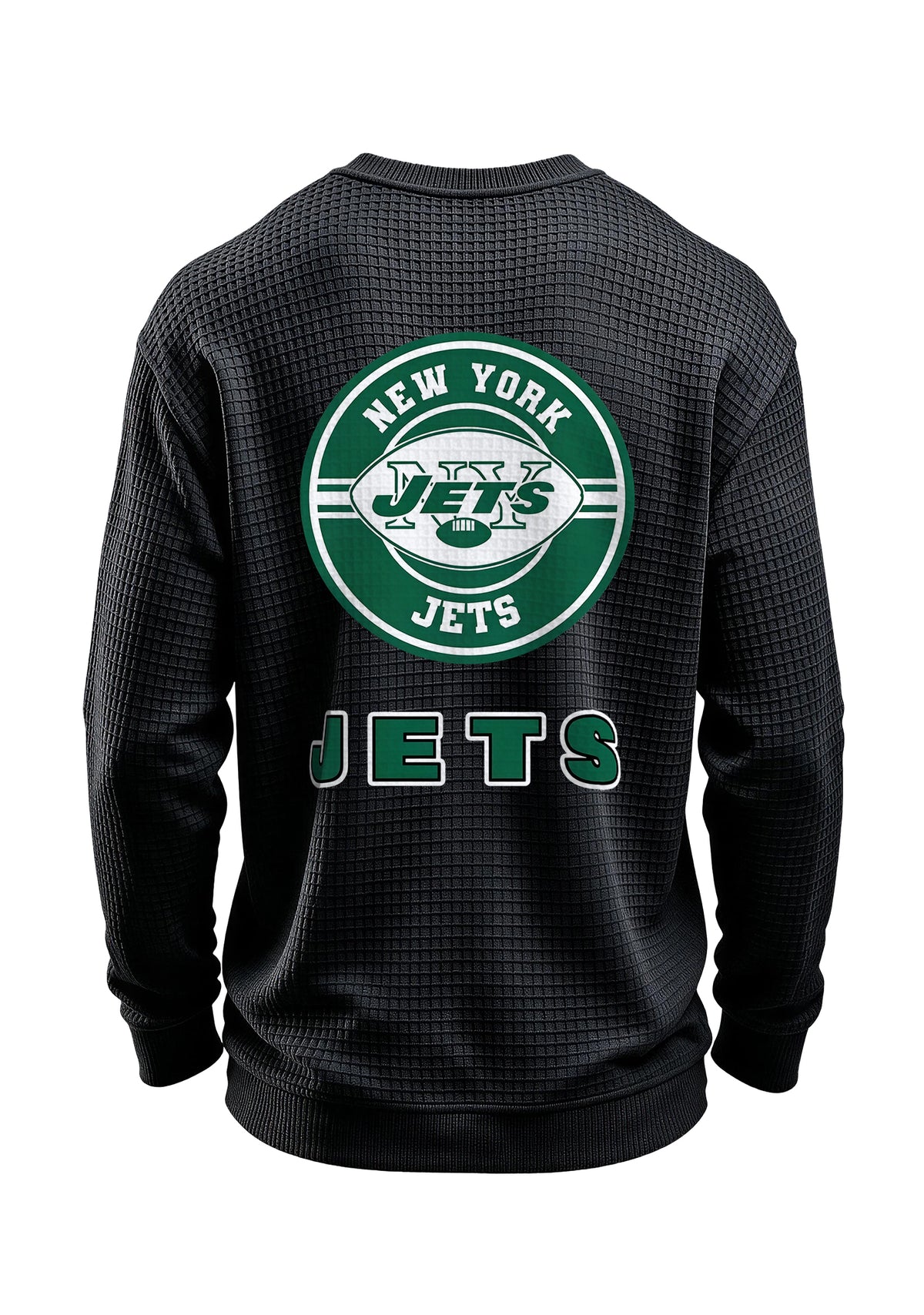 New York Jets Circular Logo Waffle Knit Crewneck Sweatshirt