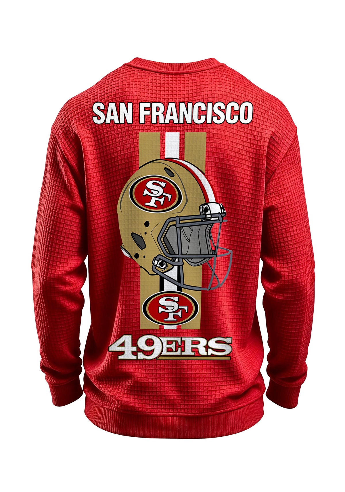 San Francisco 49ers Helmet Logo Waffle Knit Crewneck Sweatshirt