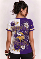 Women Minnesota Vikings Floral Henley T-Shirt