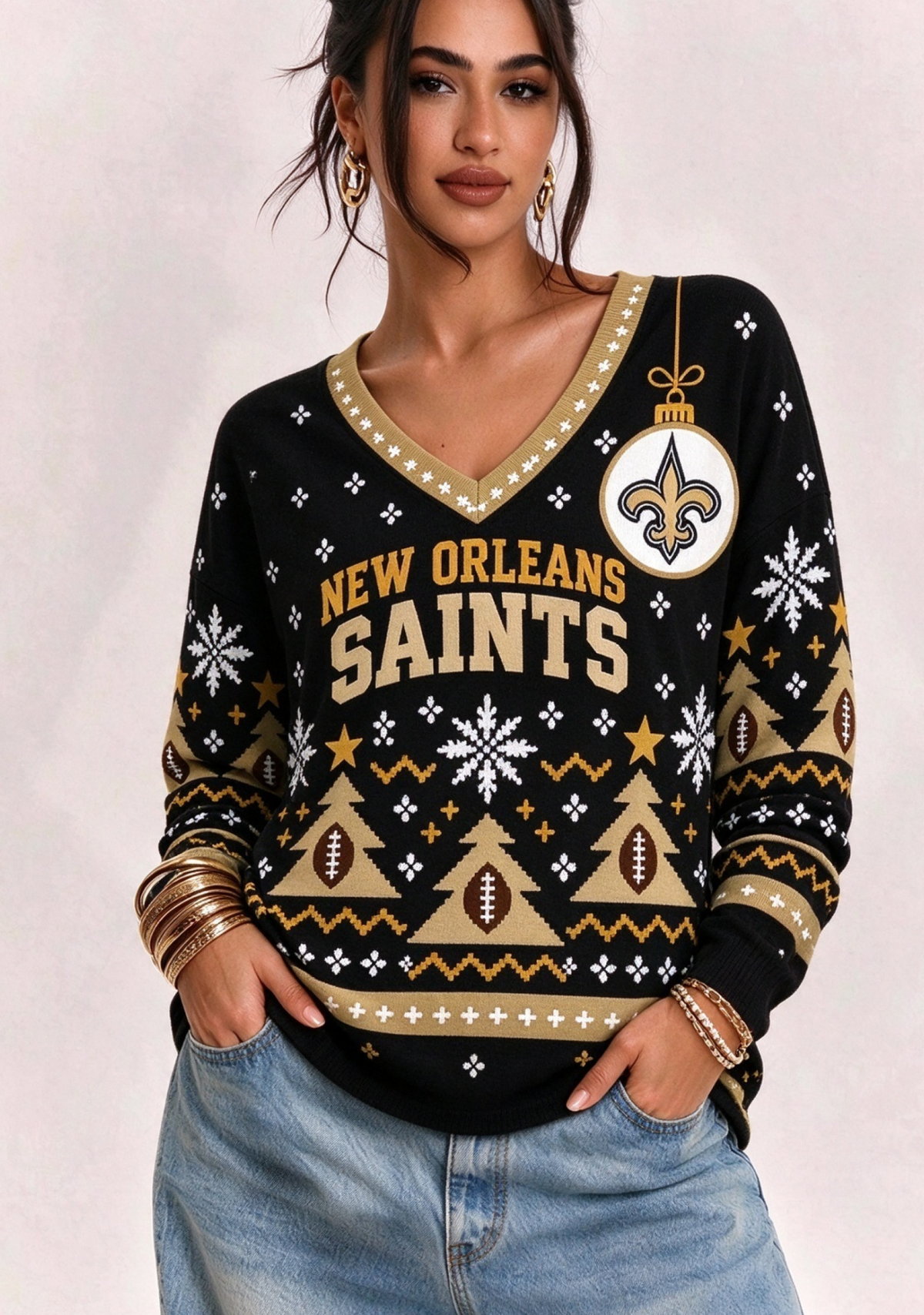 Women’s Orleans Saints Ugly NFL Christmas Sweatshirt