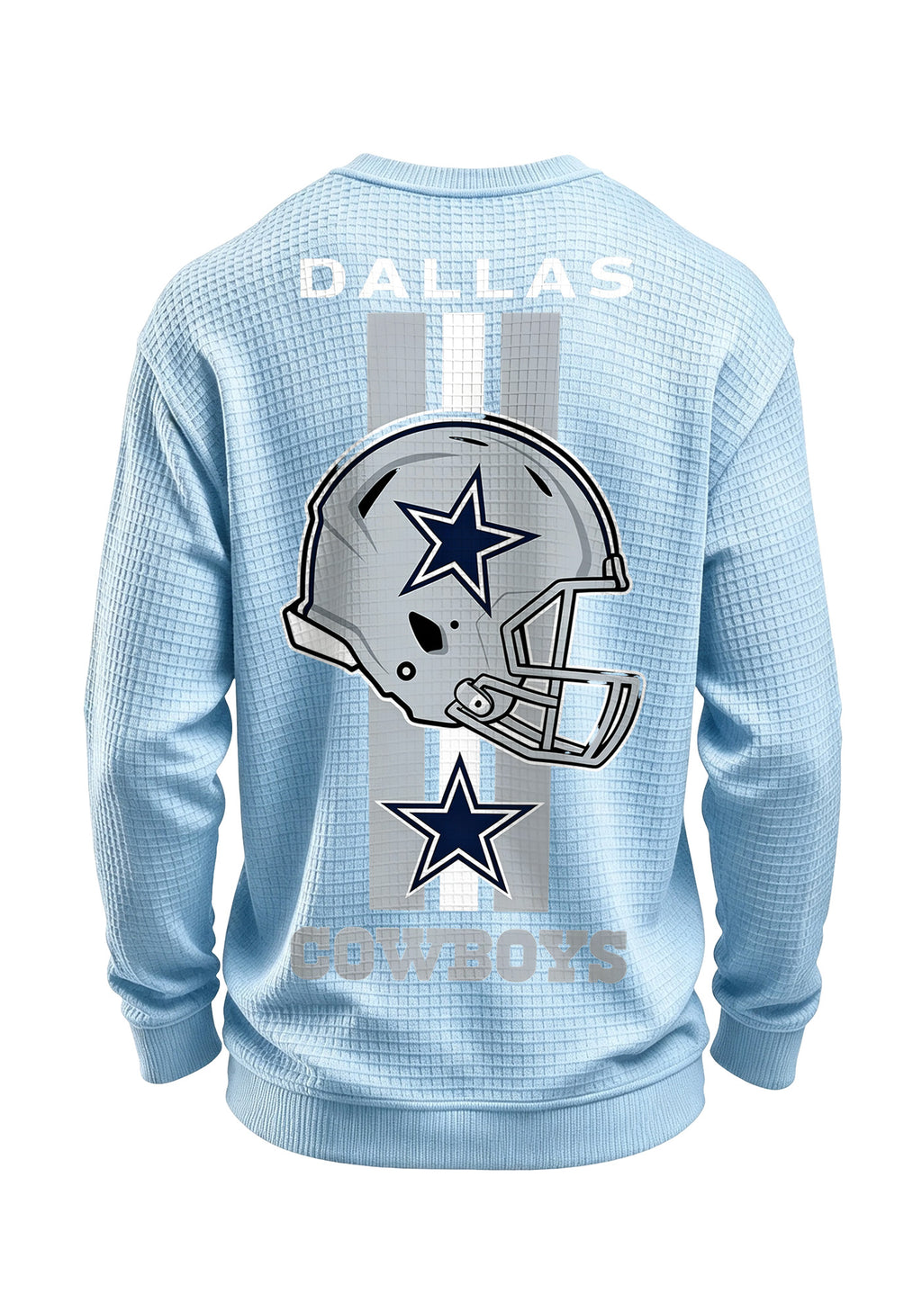 Dallas Cowboys Helmet Star Logo Waffle Knit Crewneck Sweatshirt