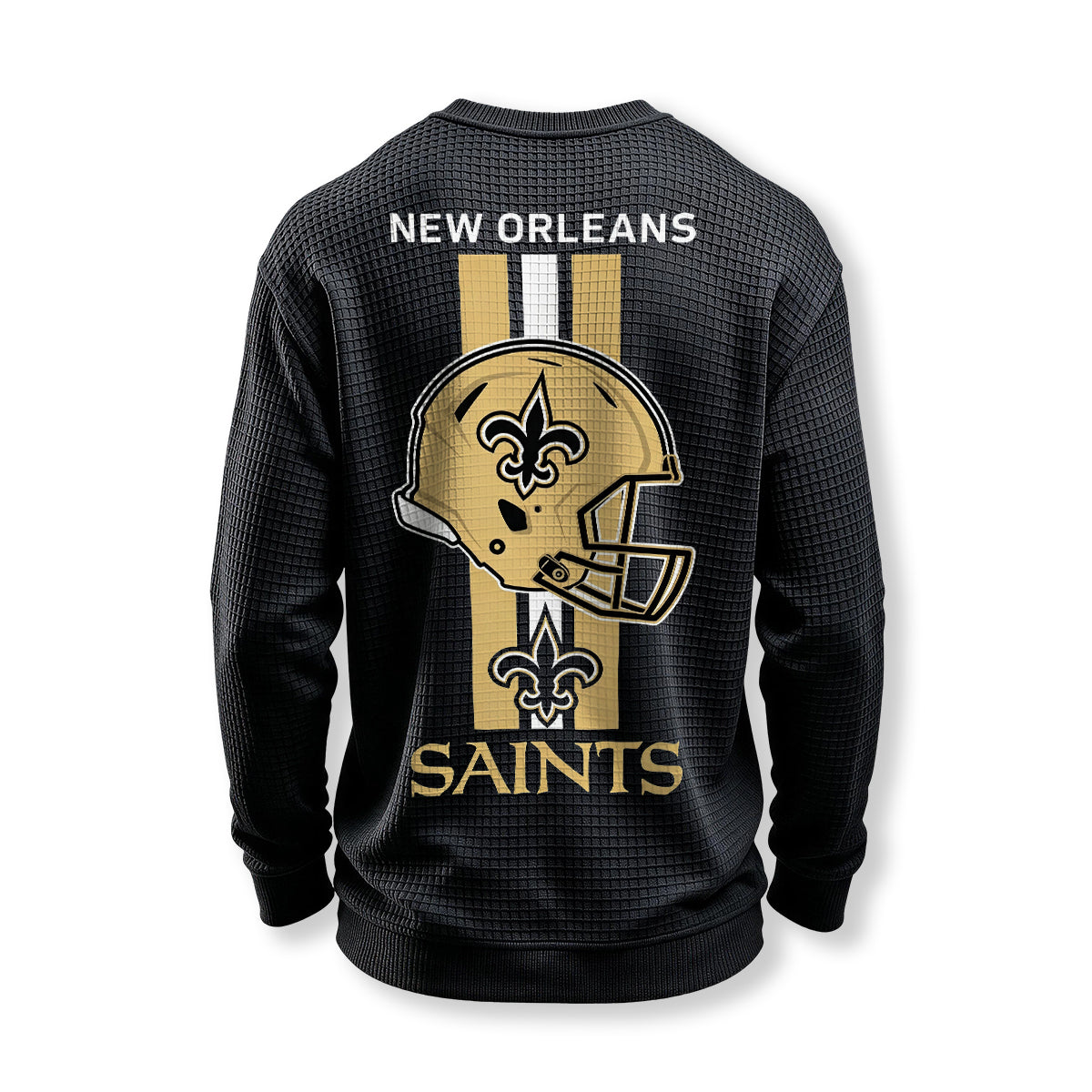 New Orleans Saints Helmet Waffle Knit Crewneck Sweatshirt