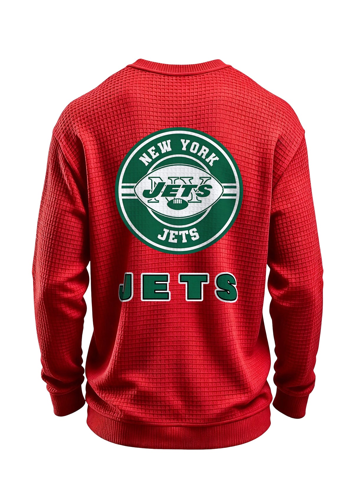 New York Jets Circular Logo Waffle Knit Crewneck Sweatshirt