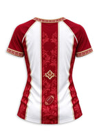 Women's San Francisco 49ers Floral Baroque Striped V-Neck T-Shirt