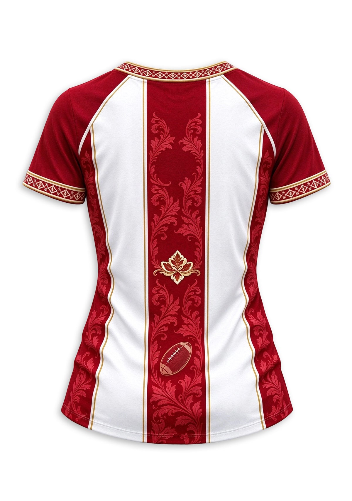 Women's San Francisco 49ers Floral Baroque Striped V-Neck T-Shirt